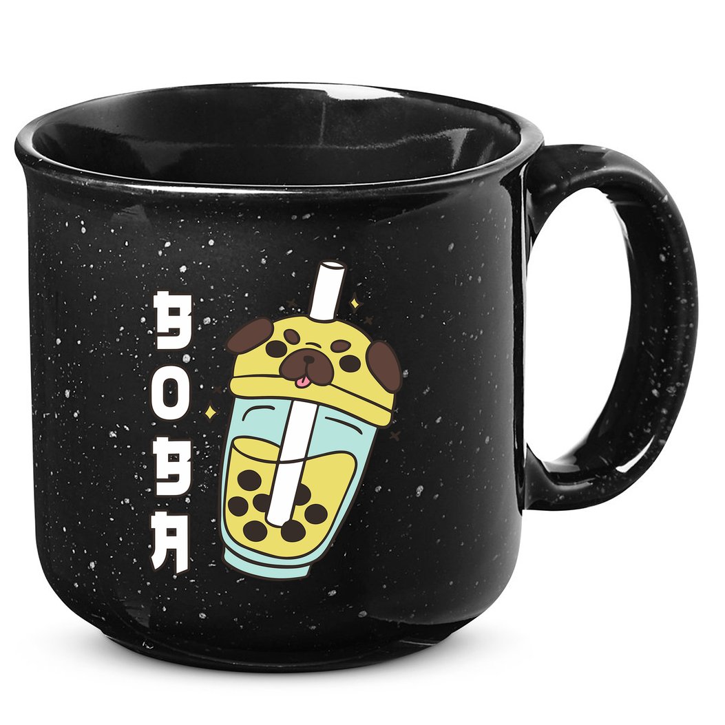 Cute Pug Boba Tea Kawaii Anime Japanese Funny Dog Lover Gift 15oz Campfire Ceramic Mug
