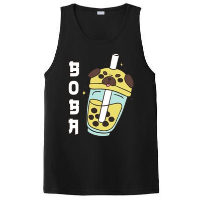 Cute Pug Boba Tea Kawaii Anime Japanese Funny Dog Lover Gift PosiCharge Competitor Tank