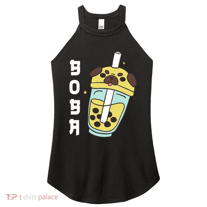 Cute Pug Boba Tea Kawaii Anime Japanese Funny Dog Lover Gift Women's Perfect Tri Rocker Tank