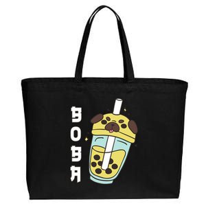 Cute Pug Boba Tea Kawaii Anime Japanese Funny Dog Lover Gift Cotton Canvas Jumbo Tote