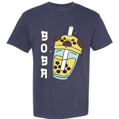 Cute Pug Boba Tea Kawaii Anime Japanese Funny Dog Lover Gift Garment-Dyed Heavyweight T-Shirt