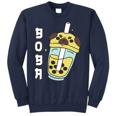 Cute Pug Boba Tea Kawaii Anime Japanese Funny Dog Lover Gift Sweatshirt