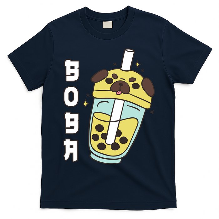 Cute Pug Boba Tea Kawaii Anime Japanese Funny Dog Lover Gift T-Shirt