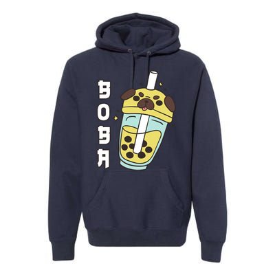 Cute Pug Boba Tea Kawaii Anime Japanese Funny Dog Lover Gift Premium Hoodie