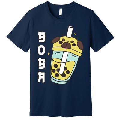 Cute Pug Boba Tea Kawaii Anime Japanese Funny Dog Lover Gift Premium T-Shirt