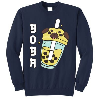 Cute Pug Boba Tea Kawaii Anime Japanese Funny Dog Lover Gift Tall Sweatshirt