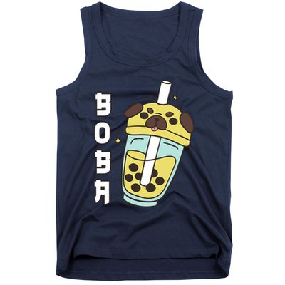 Cute Pug Boba Tea Kawaii Anime Japanese Funny Dog Lover Gift Tank Top