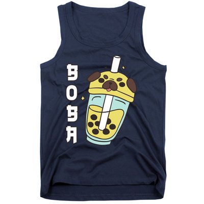 Cute Pug Boba Tea Kawaii Anime Japanese Funny Dog Lover Gift Tank Top