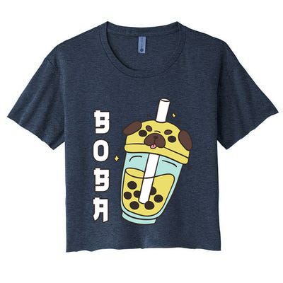 Cute Pug Boba Tea Kawaii Anime Japanese Funny Dog Lover Gift Crop Top