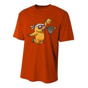 Capybara Playing Basketball Sports Rodent Performance Sprint T-Shirt