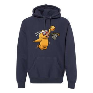 Capybara Playing Basketball Sports Rodent Premium Hoodie