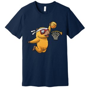 Capybara Playing Basketball Sports Rodent Premium T-Shirt