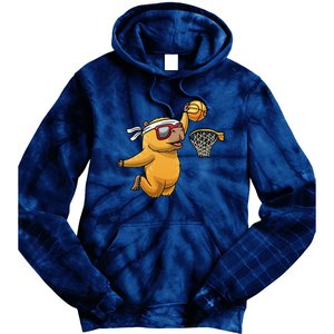 Capybara Playing Basketball Sports Rodent Tie Dye Hoodie