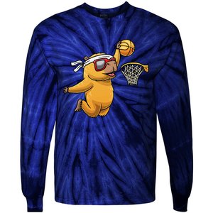 Capybara Playing Basketball Sports Rodent Tie-Dye Long Sleeve Shirt