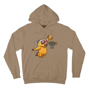 Capybara Playing Basketball Sports Rodent Hoodie