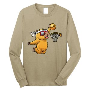 Capybara Playing Basketball Sports Rodent Long Sleeve Shirt