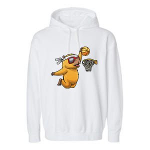 Capybara Playing Basketball Sports Rodent Garment-Dyed Fleece Hoodie