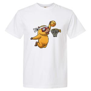 Capybara Playing Basketball Sports Rodent Garment-Dyed Heavyweight T-Shirt