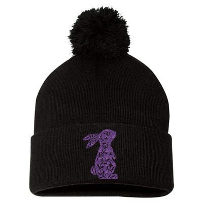 Cute Purple Bunny Rabbit Lovers Pom Pom 12in Knit Beanie