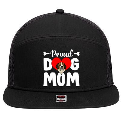 Cute Proud Bernard Dog Mom Funny Mother's Day Funny Gift 7 Panel Mesh Trucker Snapback Hat