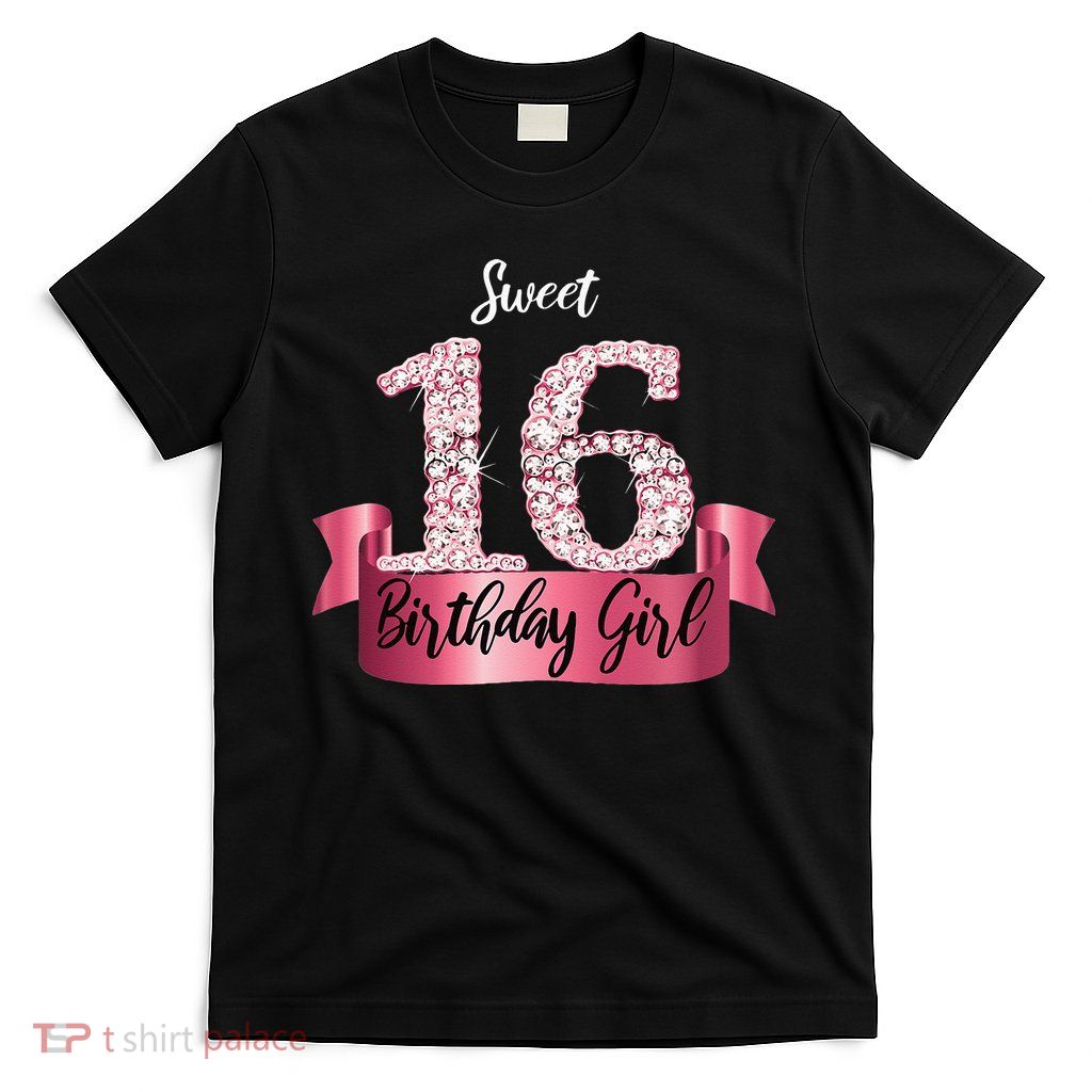 Cute Pink Black Sweet 16 Style I 16th Birthday Idea T-Shirt
