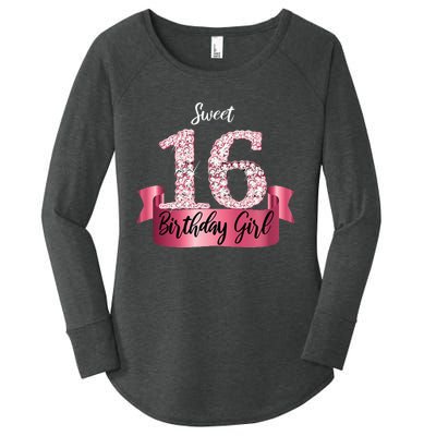 Cute Pink Black Sweet 16 Style I 16th Birthday Idea Women's Perfect Tri Tunic Long Sleeve Shirt