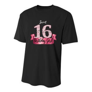 Cute Pink Black Sweet 16 Style I 16th Birthday Idea Youth Performance Sprint T-Shirt