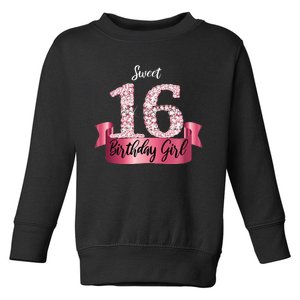 Cute Pink Black Sweet 16 Style I 16th Birthday Idea Toddler Sweatshirt