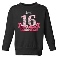 Cute Pink Black Sweet 16 Style I 16th Birthday Idea Toddler Sweatshirt