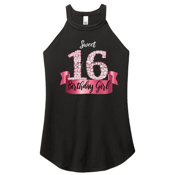 Cute Pink Black Sweet 16 Style I 16th Birthday Idea Women’s Perfect Tri Rocker Tank