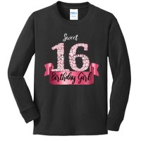 Cute Pink Black Sweet 16 Style I 16th Birthday Idea Kids Long Sleeve Shirt