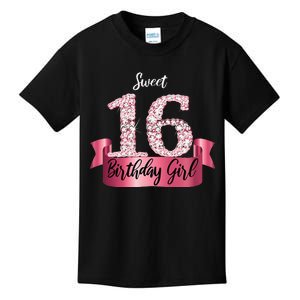 Cute Pink Black Sweet 16 Style I 16th Birthday Idea Kids T-Shirt