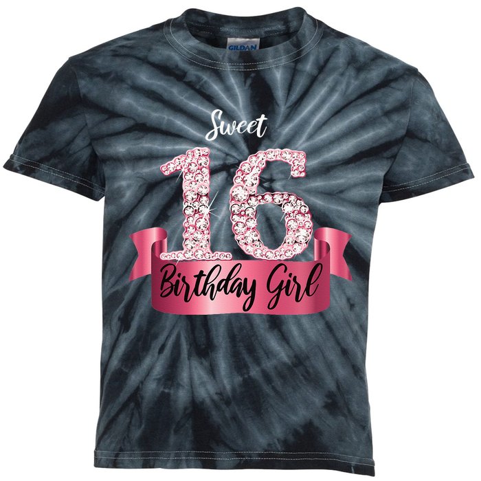 Cute Pink Black Sweet 16 Style I 16th Birthday Idea Kids Tie-Dye T-Shirt