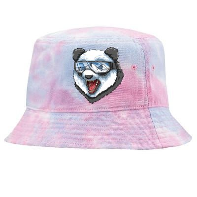 Cool Panda Bear Ski Mask Usa Ski Resort Retro Gift Great Gift Tie-Dyed Bucket Hat