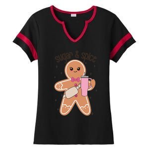 Cute Preppy Christmas Boujee Gingerbread Sugar And Spice Cool Gift Ladies Halftime Notch Neck Tee