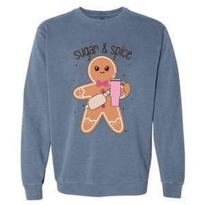 Cute Preppy Christmas Boujee Gingerbread Sugar And Spice Cool Gift Garment-Dyed Sweatshirt