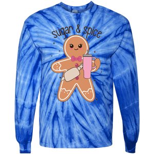 Cute Preppy Christmas Boujee Gingerbread Sugar And Spice Cool Gift Tie-Dye Long Sleeve Shirt