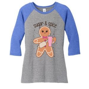 Cute Preppy Christmas Boujee Gingerbread Sugar And Spice Cool Gift Women's Tri-Blend 3/4-Sleeve Raglan Shirt