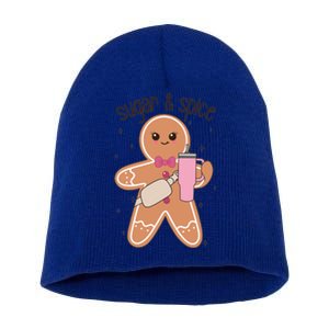 Cute Preppy Christmas Boujee Gingerbread Sugar And Spice Cool Gift Short Acrylic Beanie