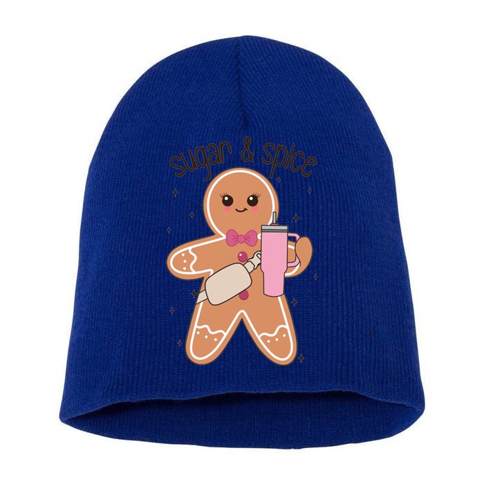 Cute Preppy Christmas Boujee Gingerbread Sugar And Spice Cool Gift Short Acrylic Beanie