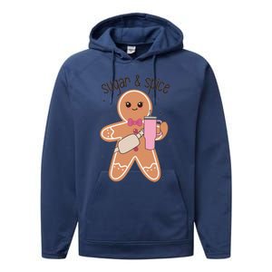 Cute Preppy Christmas Boujee Gingerbread Sugar And Spice Cool Gift Performance Fleece Hoodie