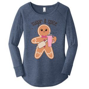 Cute Preppy Christmas Boujee Gingerbread Sugar And Spice Cool Gift Women's Perfect Tri Tunic Long Sleeve Shirt