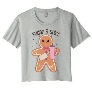 Cute Preppy Christmas Boujee Gingerbread Sugar And Spice Cool Gift Women's Crop Top Tee