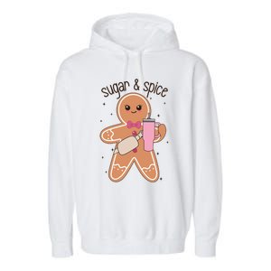 Cute Preppy Christmas Boujee Gingerbread Sugar And Spice Cool Gift Garment-Dyed Fleece Hoodie