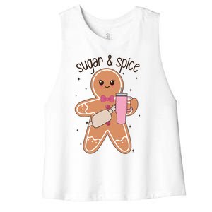 Cute Preppy Christmas Boujee Gingerbread Sugar And Spice Cool Gift Women's Racerback Cropped Tank