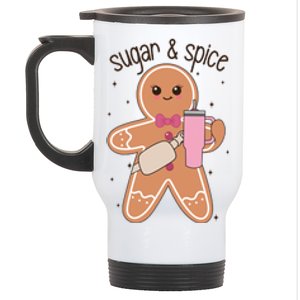 Cute Preppy Christmas Boujee Gingerbread Sugar And Spice Cool Gift Stainless Steel Travel Mug