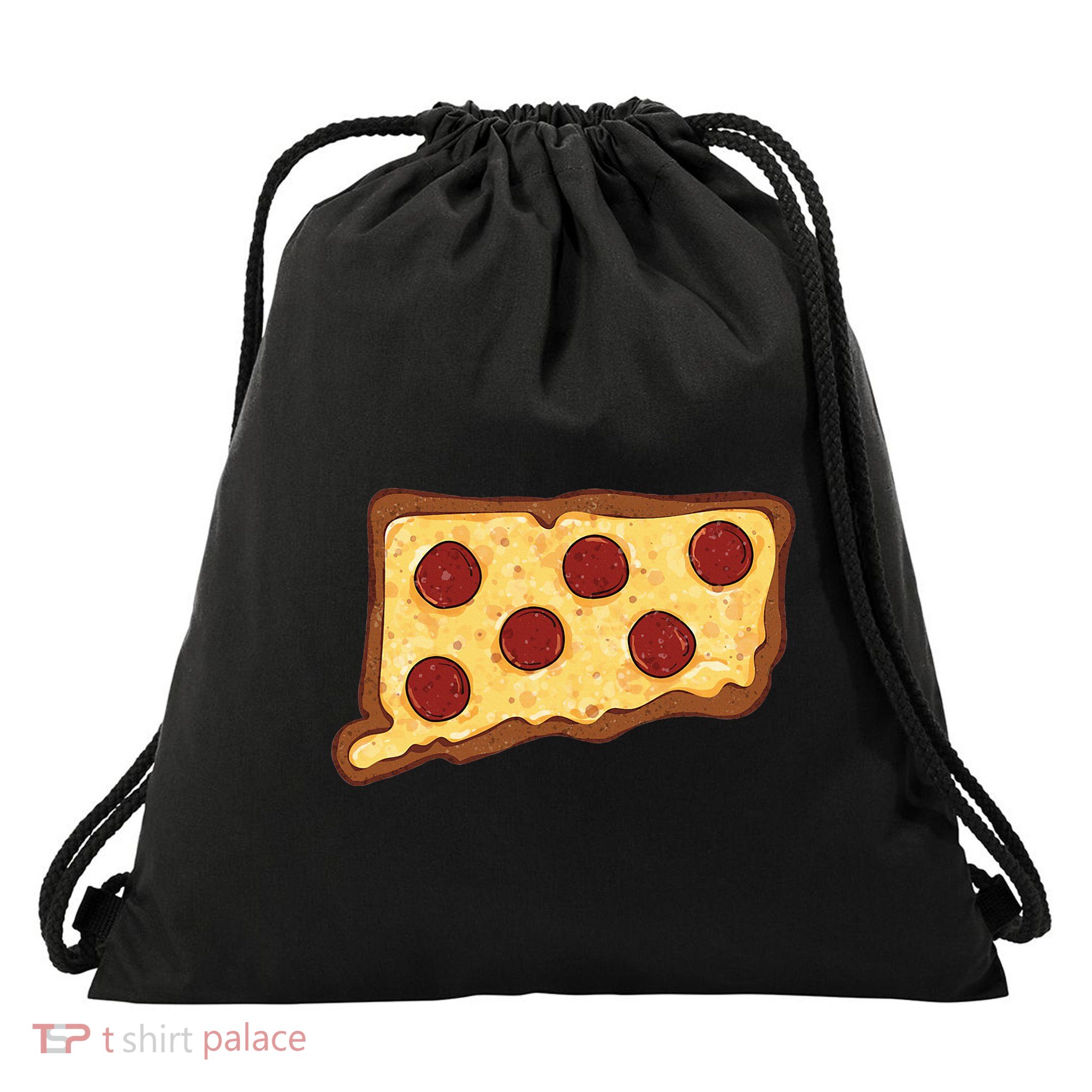 Connecticut Pizza Drawstring Bag