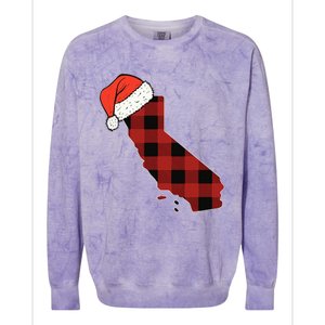 California Plaid Christmas Santa Hat Holiday Matching Design Colorblast Crewneck Sweatshirt