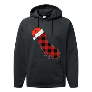 California Plaid Christmas Santa Hat Holiday Matching Design Performance Fleece Hoodie