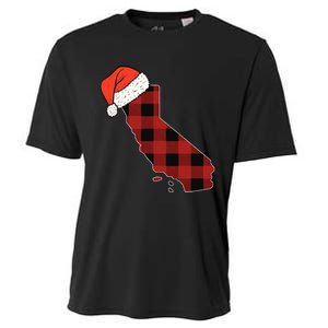 California Plaid Christmas Santa Hat Holiday Matching Design Cooling Performance Crew T-Shirt